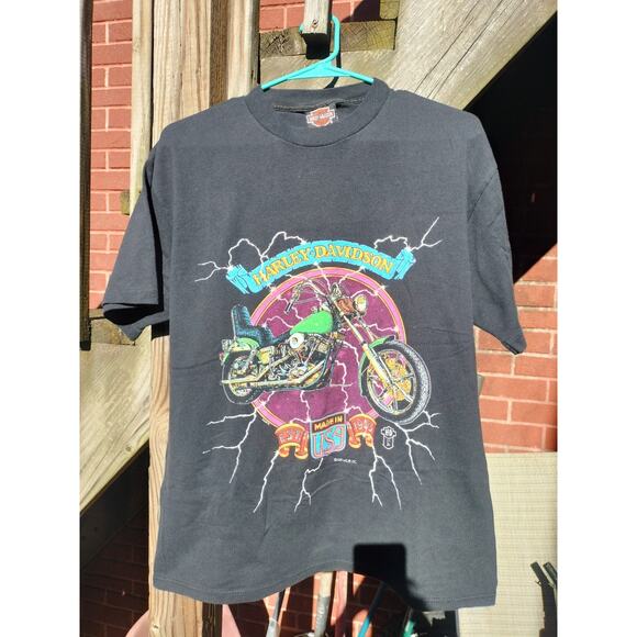 Vintage 90s Harley Davidson Grail Lightning T Shirt Size Large Fun Wear - Picture 1 of 6